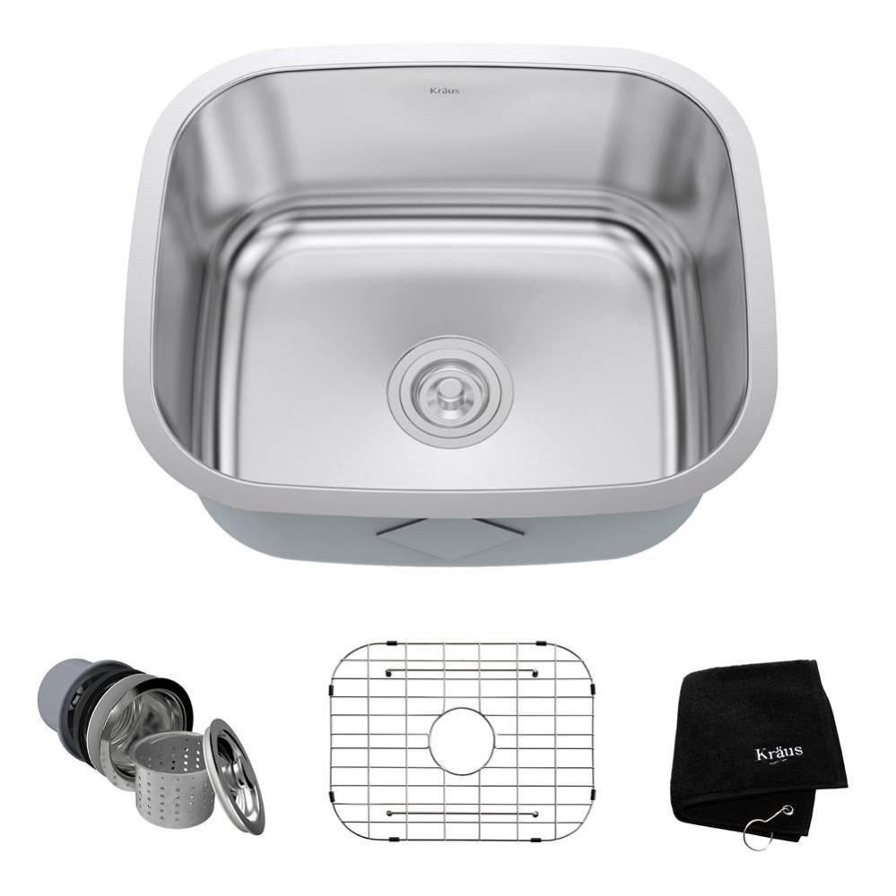 20 Inch Undermount Single Bowl 16 Gauge Stainless Steel Kitchen Sink with NoiseDefend Soundproofin