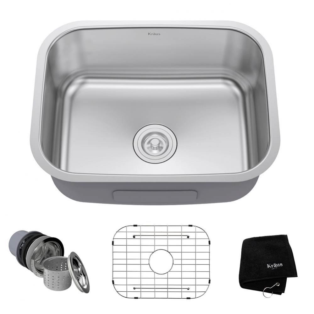 Premier 23-inch 16 Gauge Rectangular Undermount Single Bowl Stainless Steel Kitchen Sink