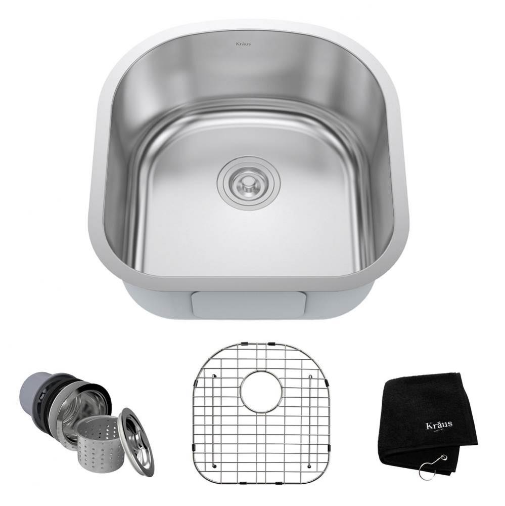 20 Inch Undermount Single Bowl 16 Gauge Stainless Steel Kitchen Sink with NoiseDefend Soundproofin