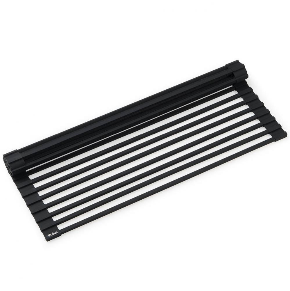 Multipurpose Workstation Sink Roll-Up Dish Drying Rack in Matte Black