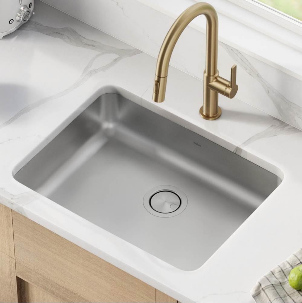 KRAUS Dex 25 in. Undermount 16 Gauge Antibacterial Stainless Steel Single Bowl ADA Kitchen Sink