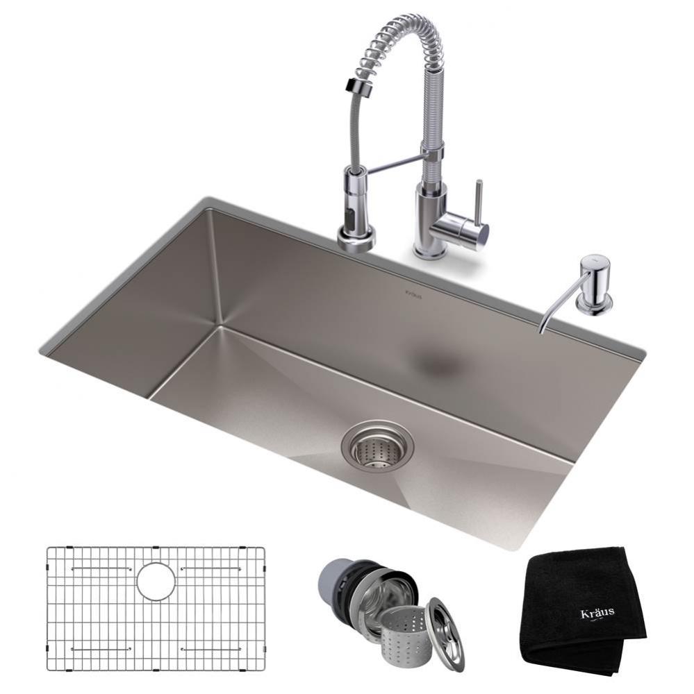 30-inch 16 Gauge Standart PRO Kitchen Sink Combo Set with Bolden 18-inch Kitchen Faucet and Soap D