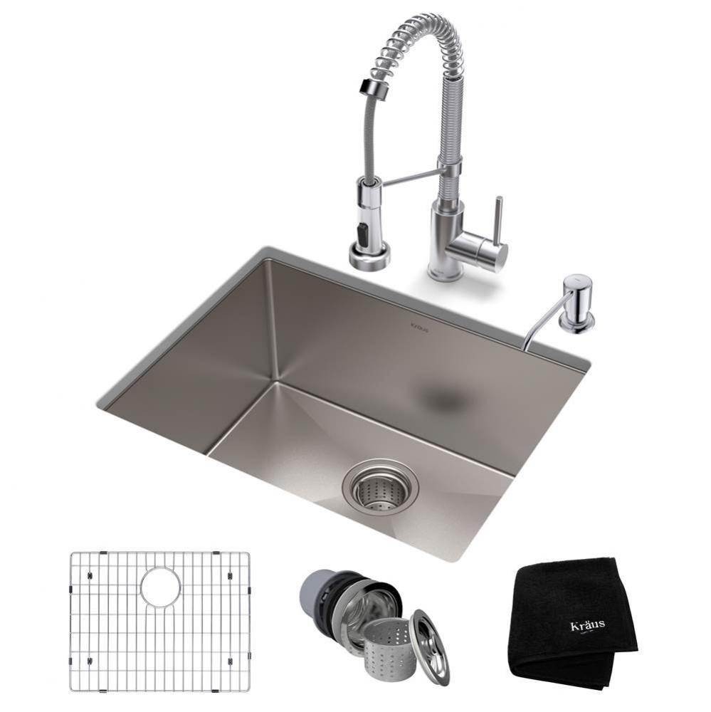 23-inch 16 Gauge Standart PRO Kitchen Sink Combo Set with Bolden 18-inch Kitchen Faucet and Soap D