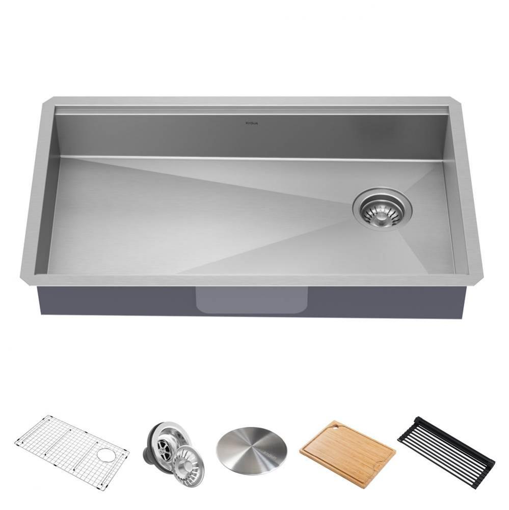 Kore ADA Workstation 32'' Undermount 16 Gauge Stainless Steel Single Bowl Kitchen Sink w
