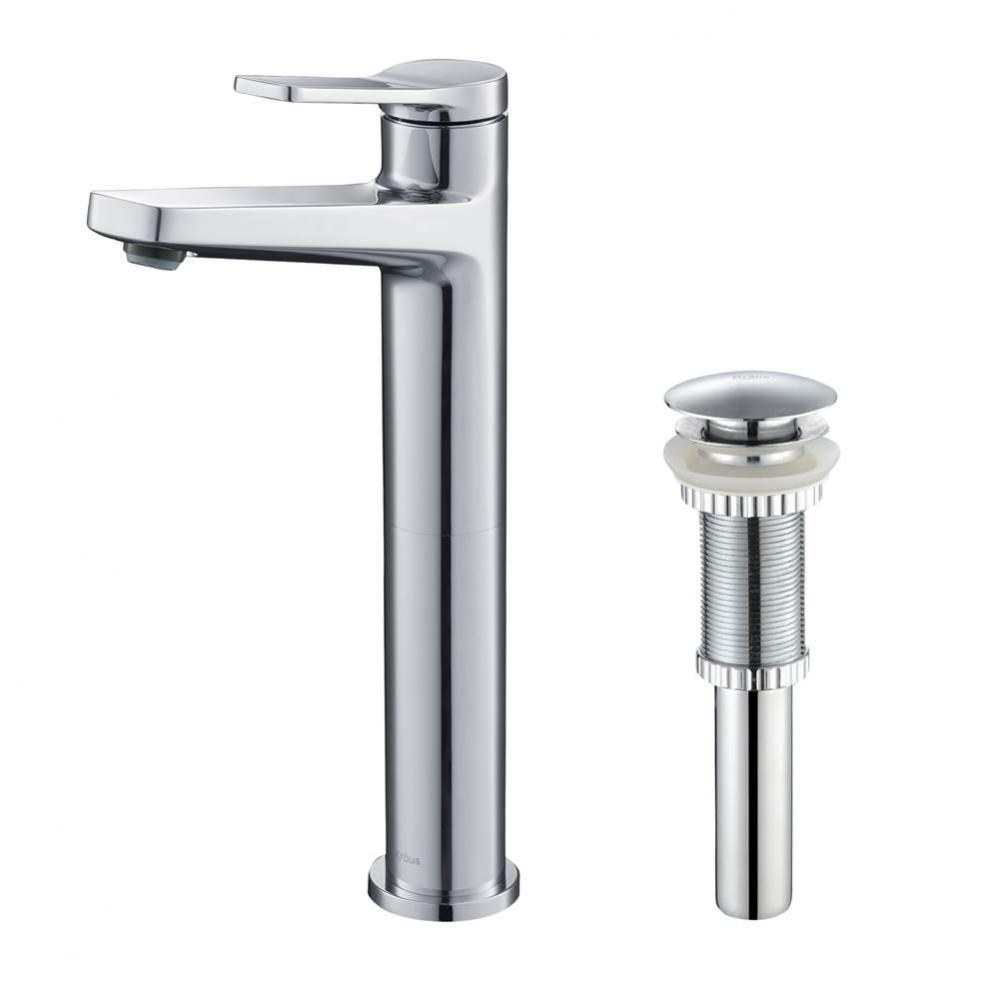 Indy Single Handle Vessel Bathroom Faucet with Matching Pop-Up in Chrome