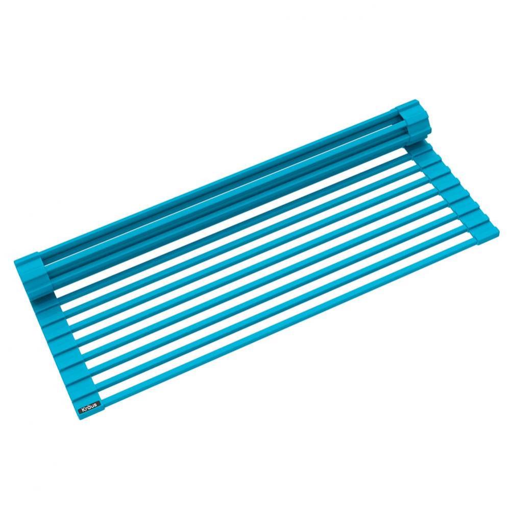 Multipurpose Workstation Sink Roll-Up Dish Drying Rack in Aqua