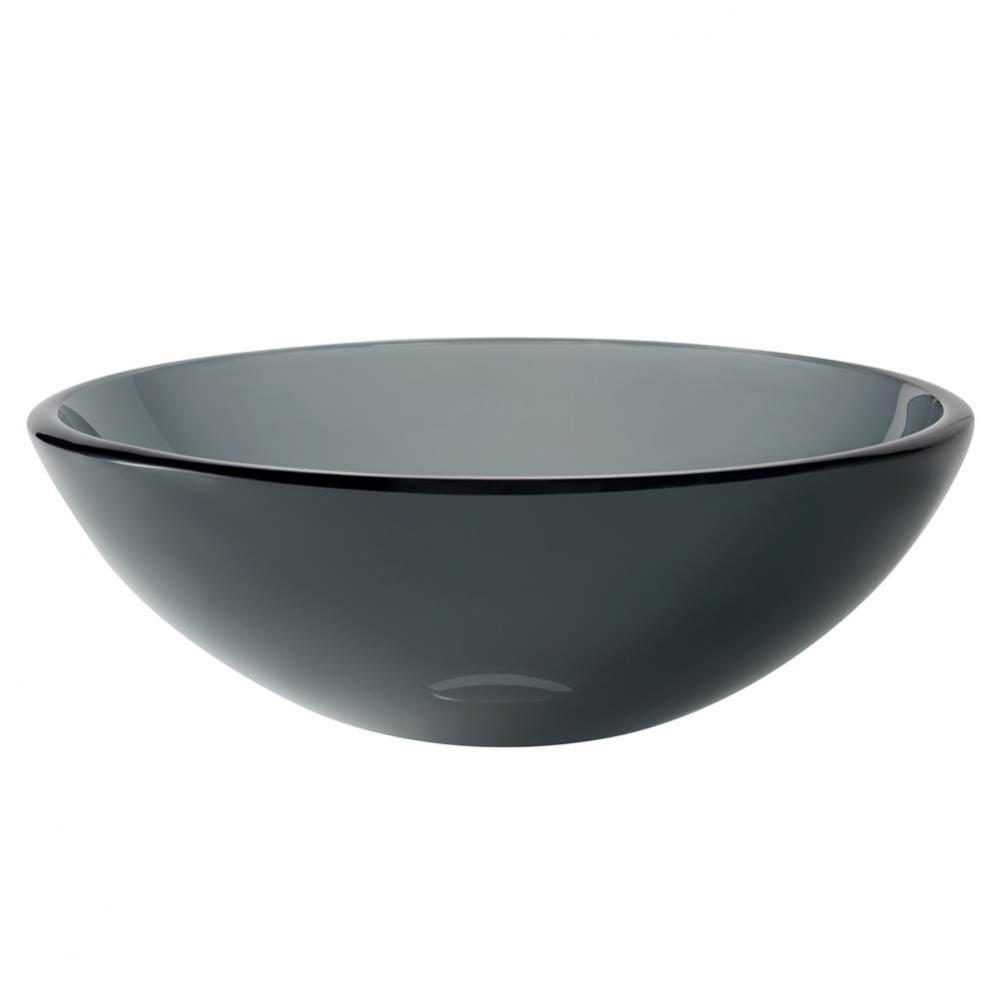 Round Clear Black Glass Vessel Bathroom Sink, 14 inch