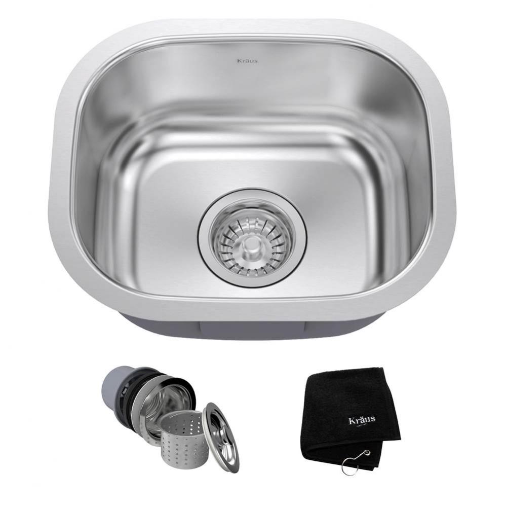 15 Inch Undermount Single Bowl 18 Gauge Stainless Steel Bar Sink with NoiseDefend Soundproofing