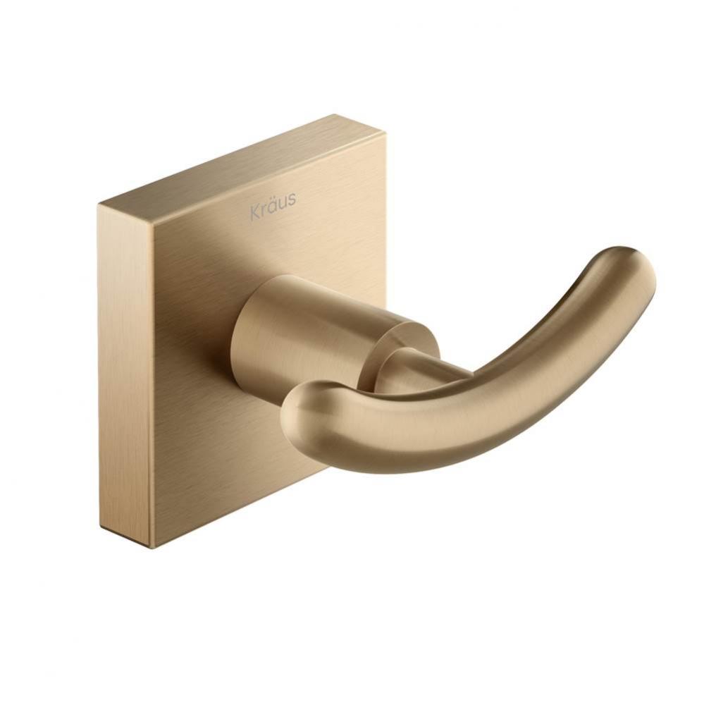 Ventus Bathroom Robe And Towel Double Hook, Brushed Gold Finish