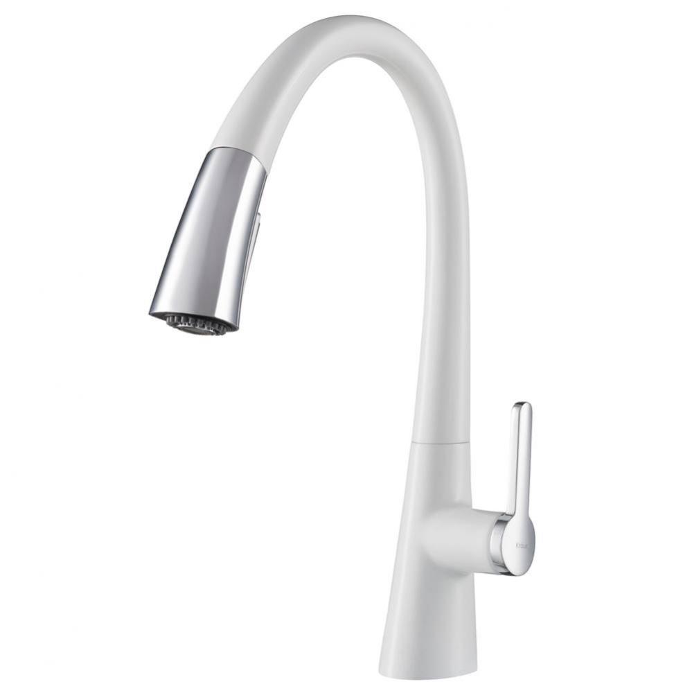 Nolen Dual Function Pull-Down Kitchen Faucet, Chrome/White Finish