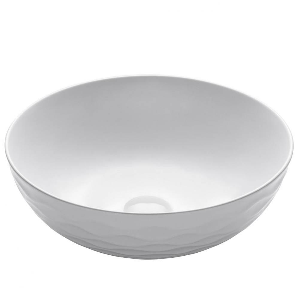 Viva Round White Porcelain Ceramic Vessel Bathroom Sink, 16 1/2 in. D x 5 1/2 in. H