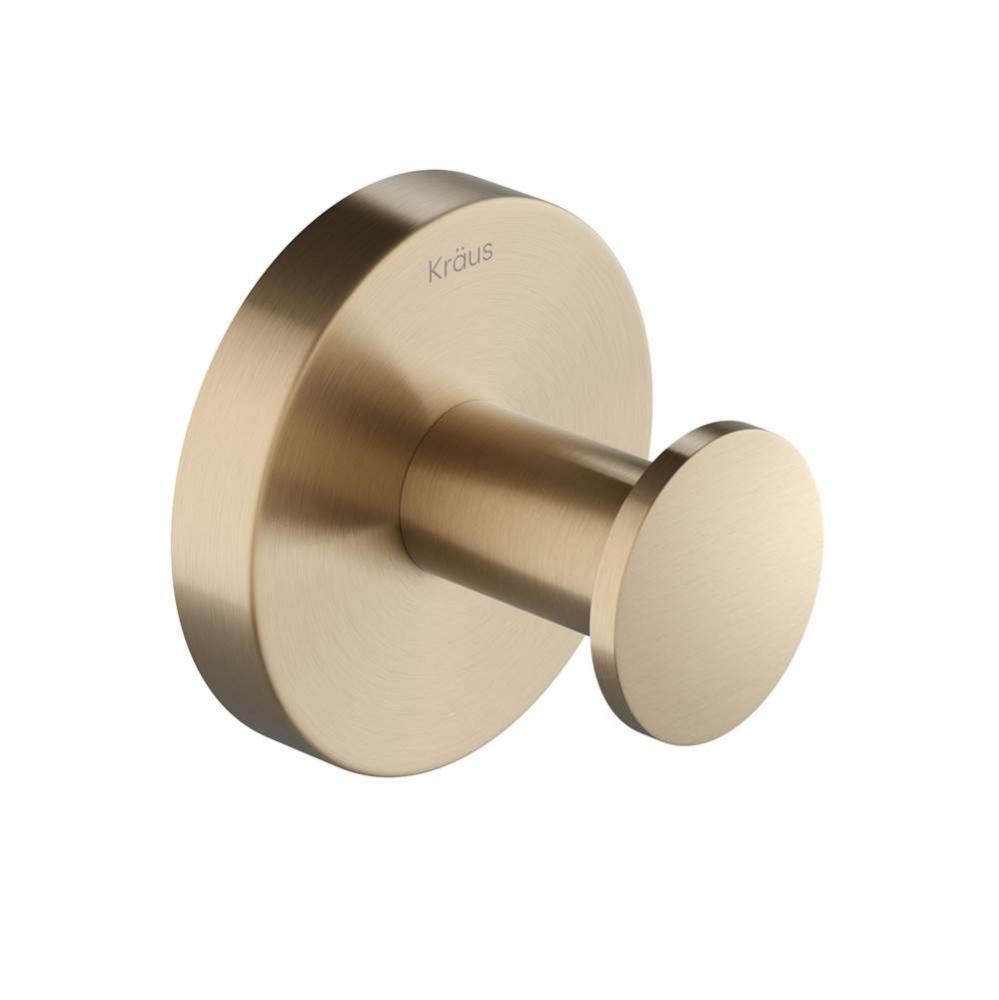 Elie Bathroom Robe And Towel Hook, Brushed Gold Finish