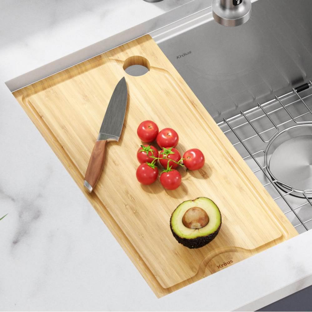 KRAUS Workstation Kitchen Sink 9 in. Solid Bamboo Cutting Board