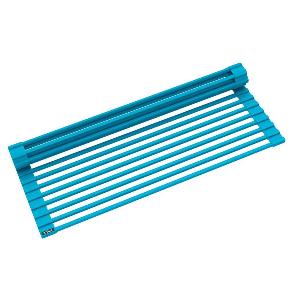 Multipurpose Over-Sink Roll-Up Dish Drying Rack in Aqua