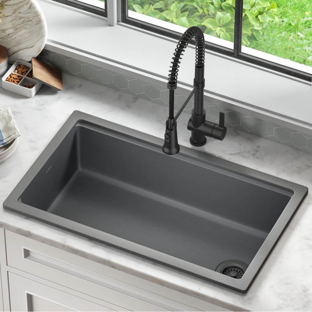 KRAUS Turino 33'' Fireclay Workstation Drop-In / Undermount Single Bowl Kitchen Sink in