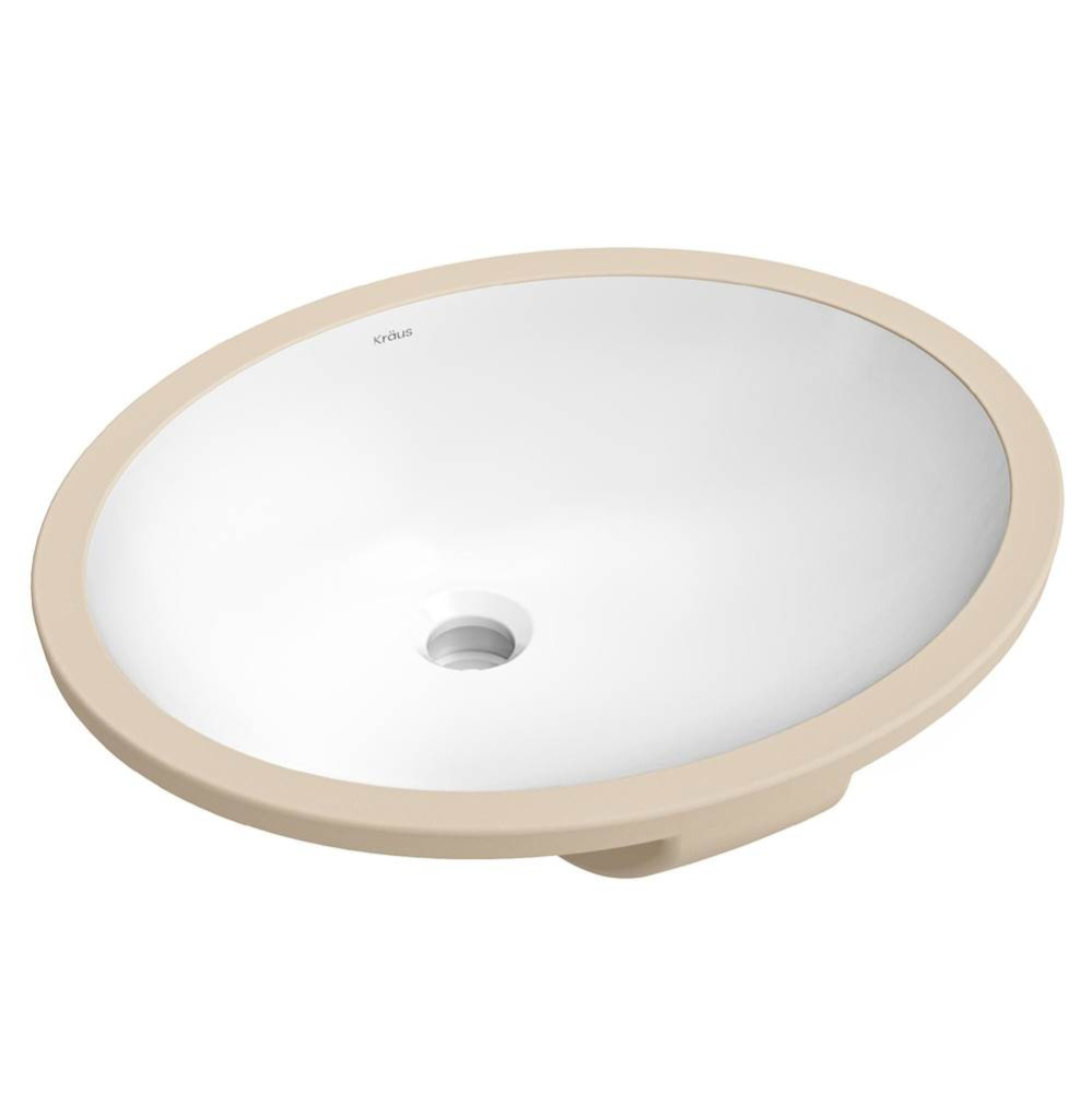 Elavo™ 19.25 in. Oval Porcelain Ceramic Undermount Bathroom Sink in White with Overflow Drain