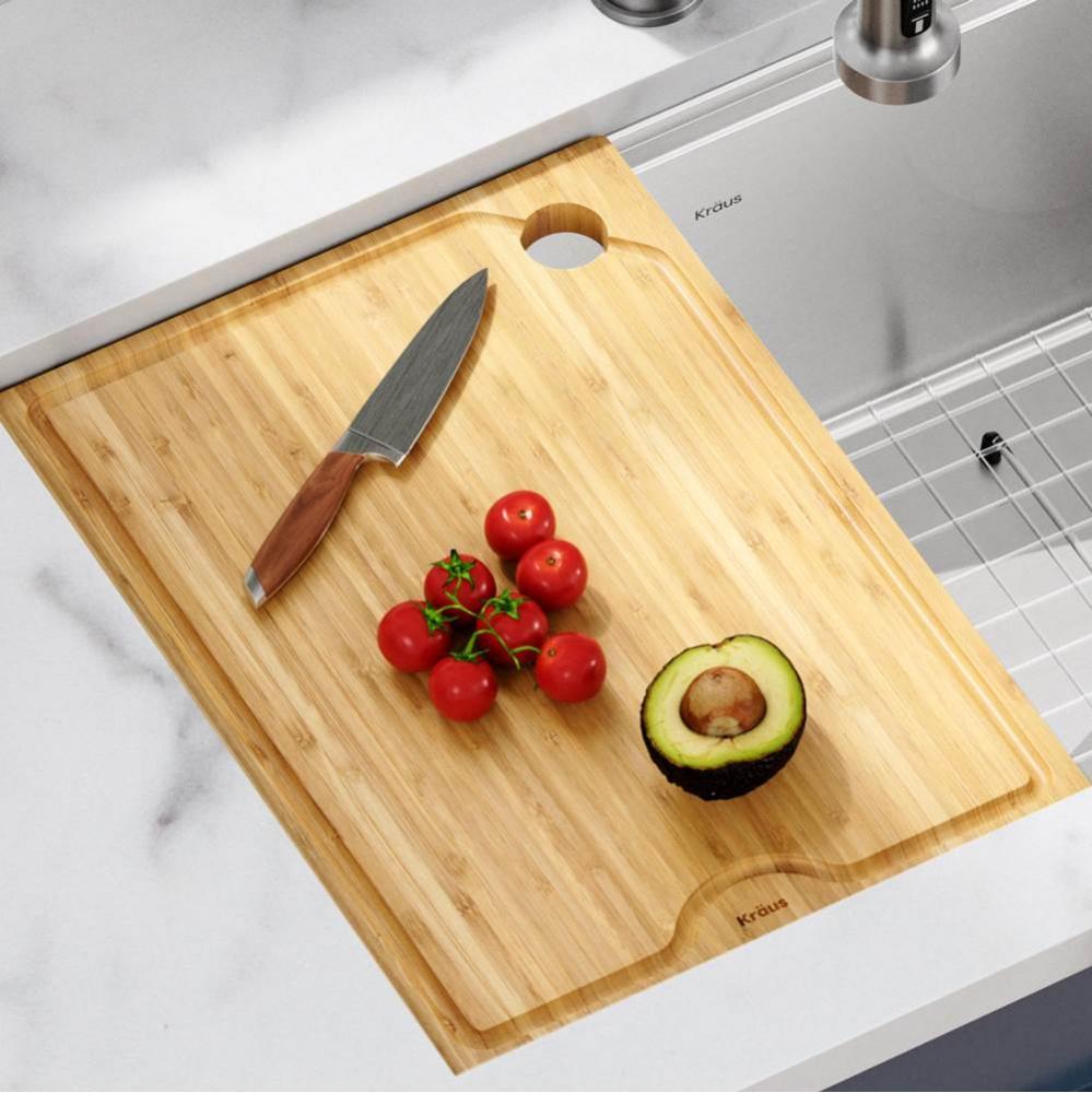 KRAUS Workstation Kitchen Sink 12 in. Solid Bamboo Cutting Board