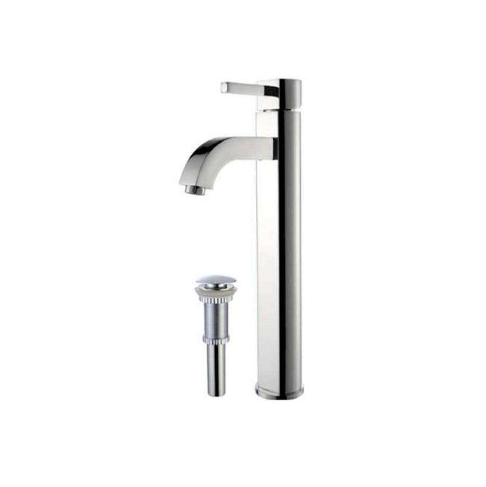 Ramus Single Hole Single-Handle Vessel Bathroom Faucet with Matching Pop-Up Drain in Chrome