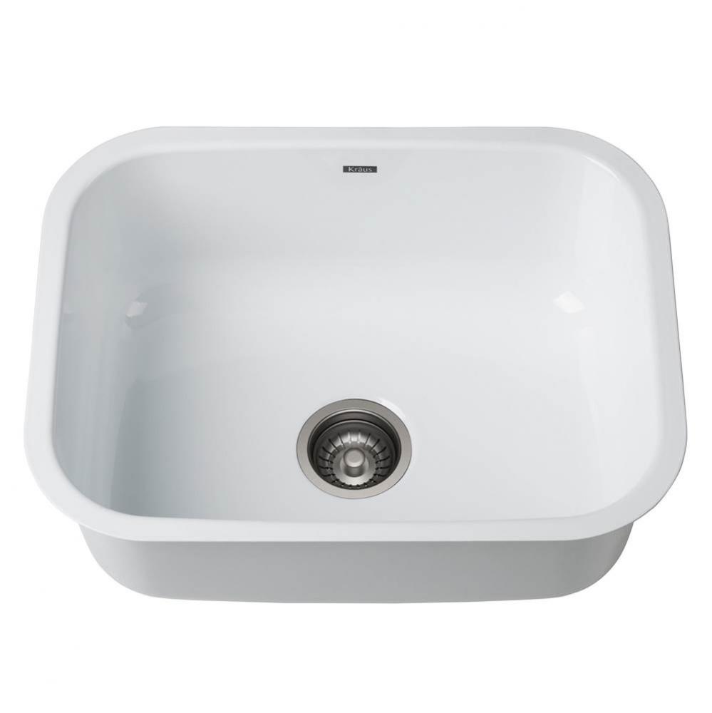Pintura™ 23-inch 16 Gauge Undermount Single Bowl Enameled Steel Kitchen Sink in White