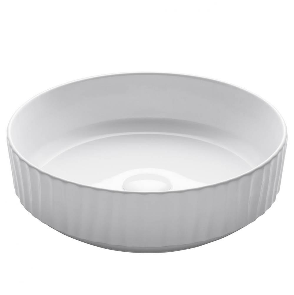 Viva Round White Porcelain Ceramic Vessel Bathroom Sink, 15 3/4 in. D x 4 3/4 in. H
