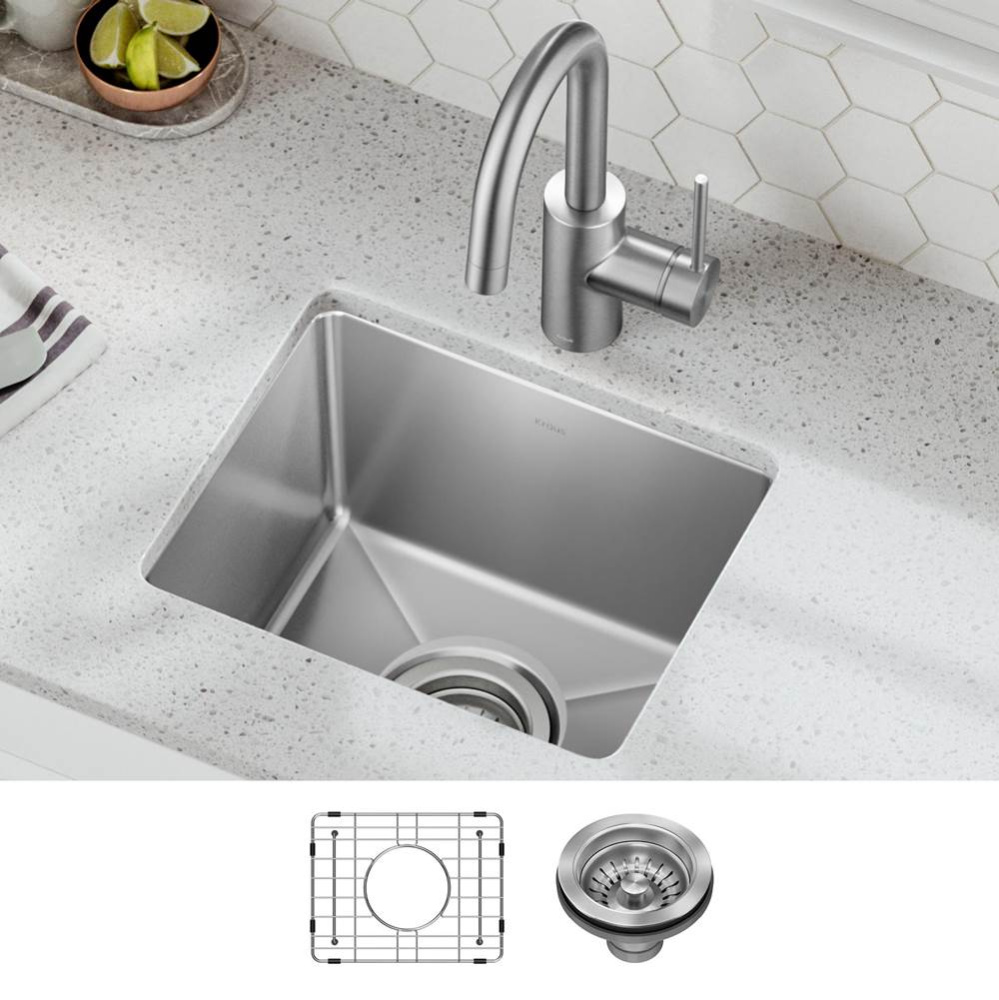 Fairlane 15'' Undermount Single Bowl 18-Gauge Stainless Steel Kitchen Bar Sink
