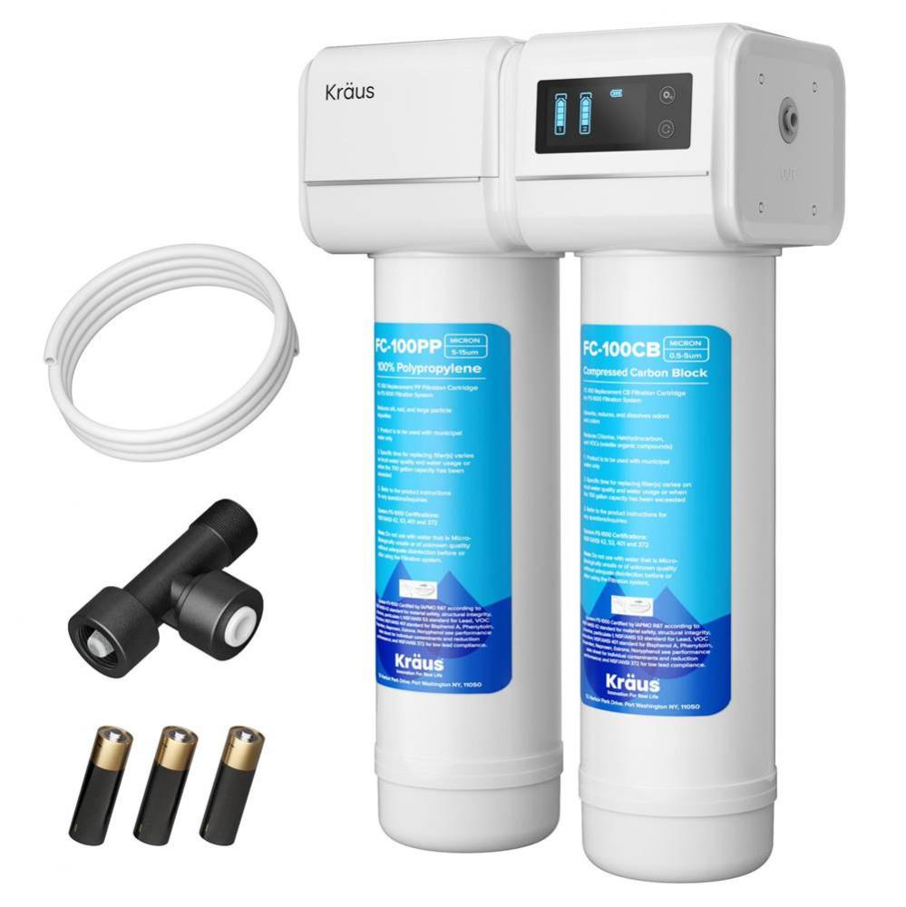 Purita 2 Stage Carbon Block Under Sink Water Filtration System With Digital Display Monitor