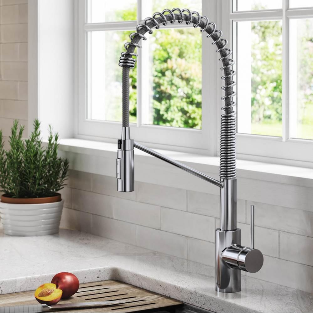 KRAUS Oletto™ Single Handle Pull Down Commercial Kitchen Faucet in Chrome Finish