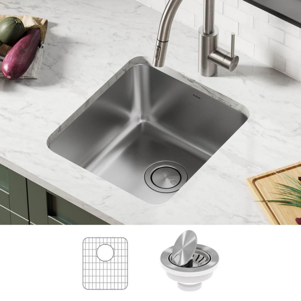 KRAUS Dex 17 in. Undermount 16 Gauge Antibacterial Stainless Steel Single Bowl Kitchen Sink