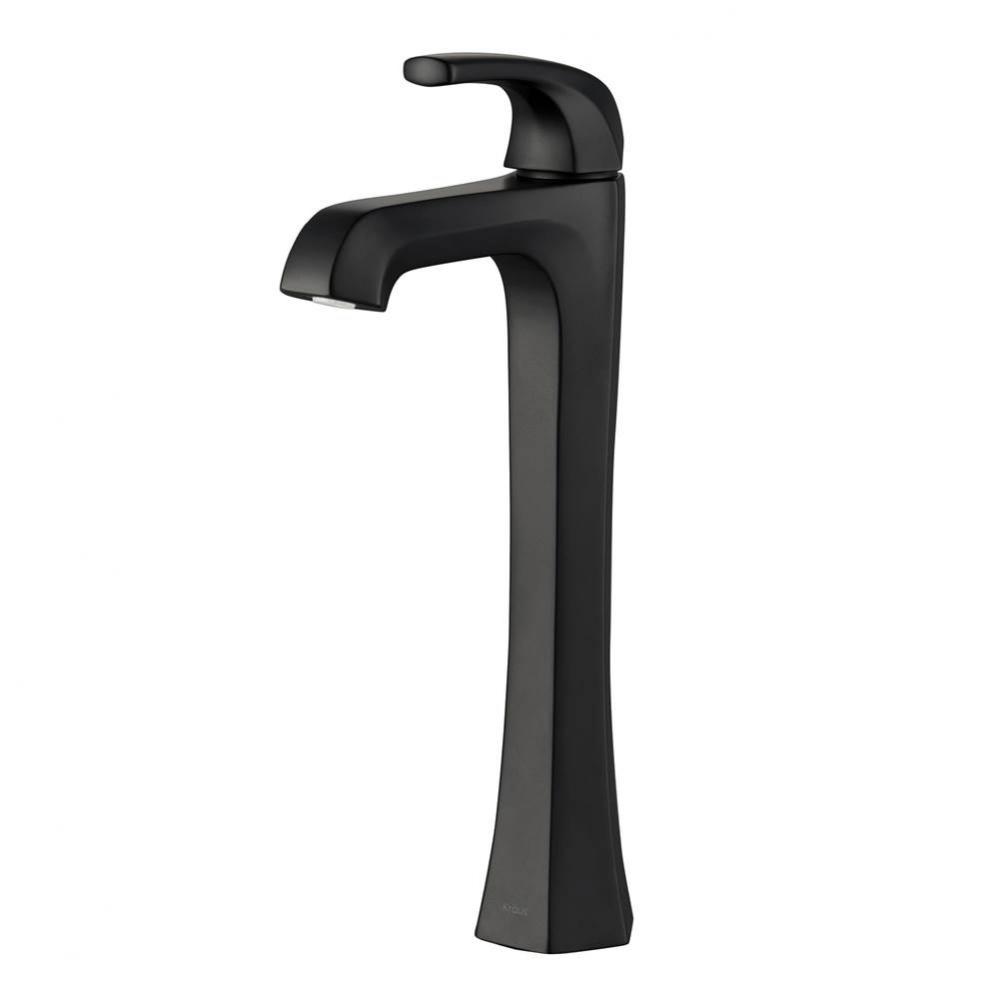 Esta Single Handle Vessel Bathroom Faucet with Pop-Up Drain in Matte Black