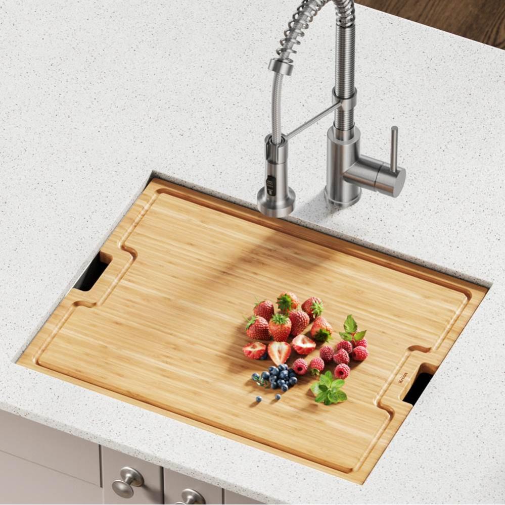 KRAUS Workstation Kitchen Sink Solid Bamboo Cutting Board/Serving Board