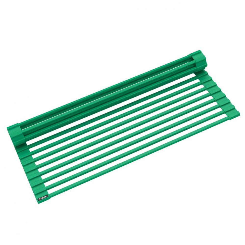 Multipurpose Workstation Sink Roll-Up Dish Drying Rack in Green