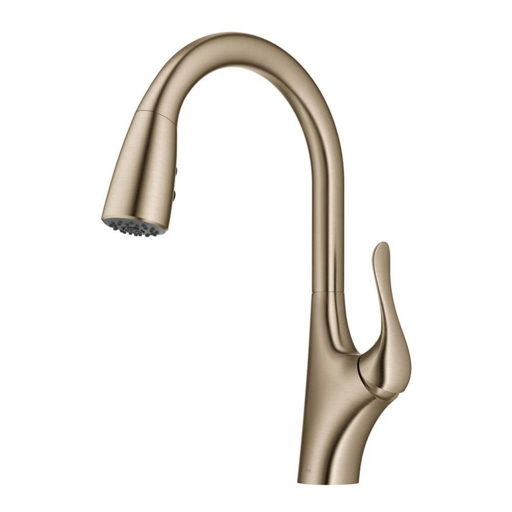 Merlin Single Handle Pull Down Kitchen Faucet In Brushed Gold