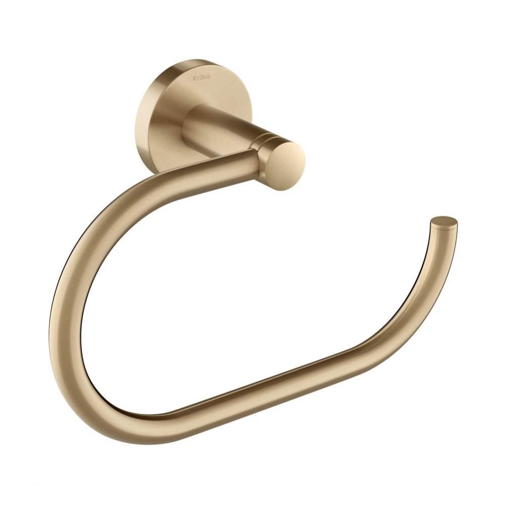 Elie Bathroom Towel Ring, Brushed Gold Finish