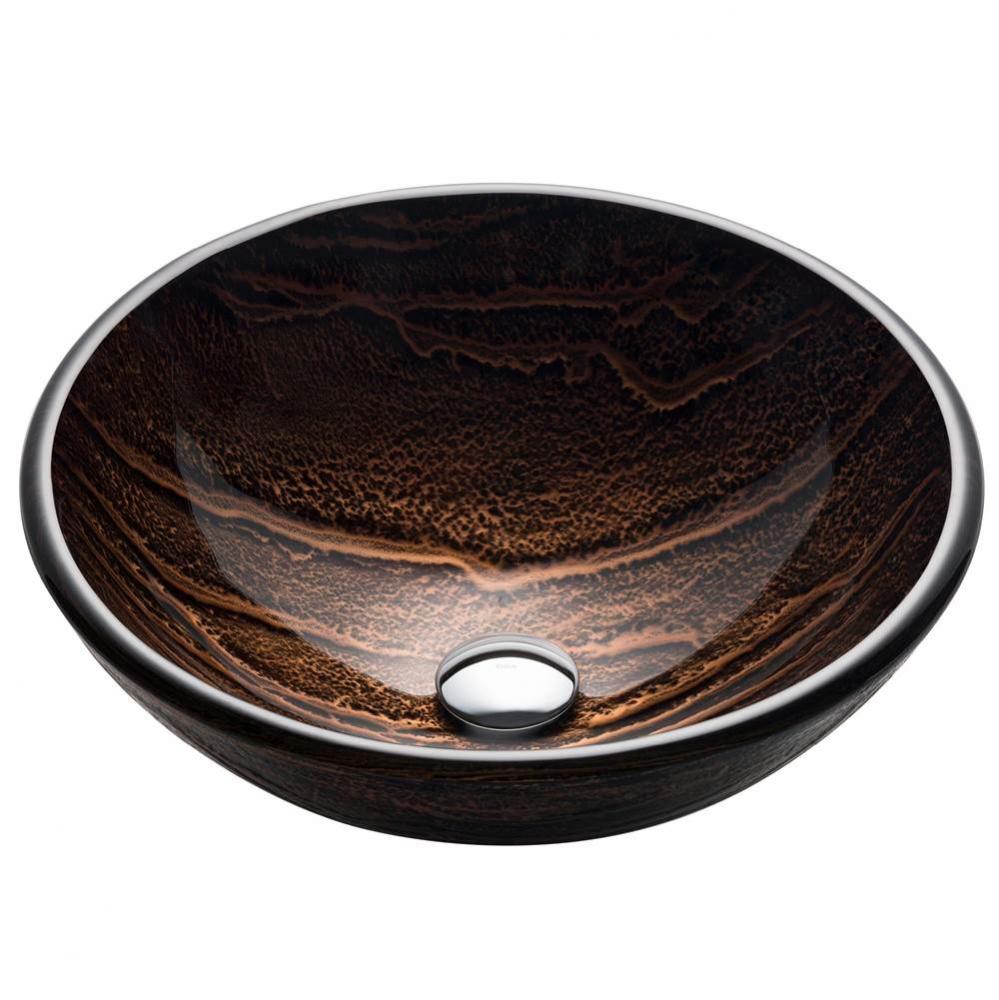 KRAUS Nature Series Round Brown Glass Vessel Bathroom Sink, 17 inch