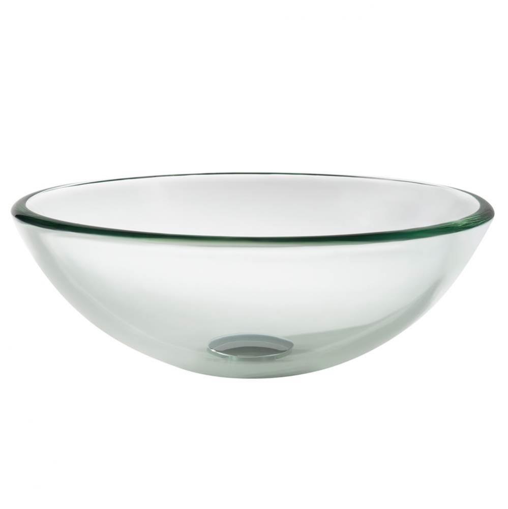 Round Clear Glass Vessel Bathroom Sink, 14 inch