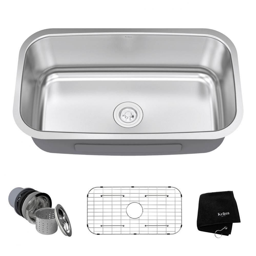 Premier 31 1/2-inch 16 Gauge Undermount Single Bowl Stainless Steel Kitchen Sink