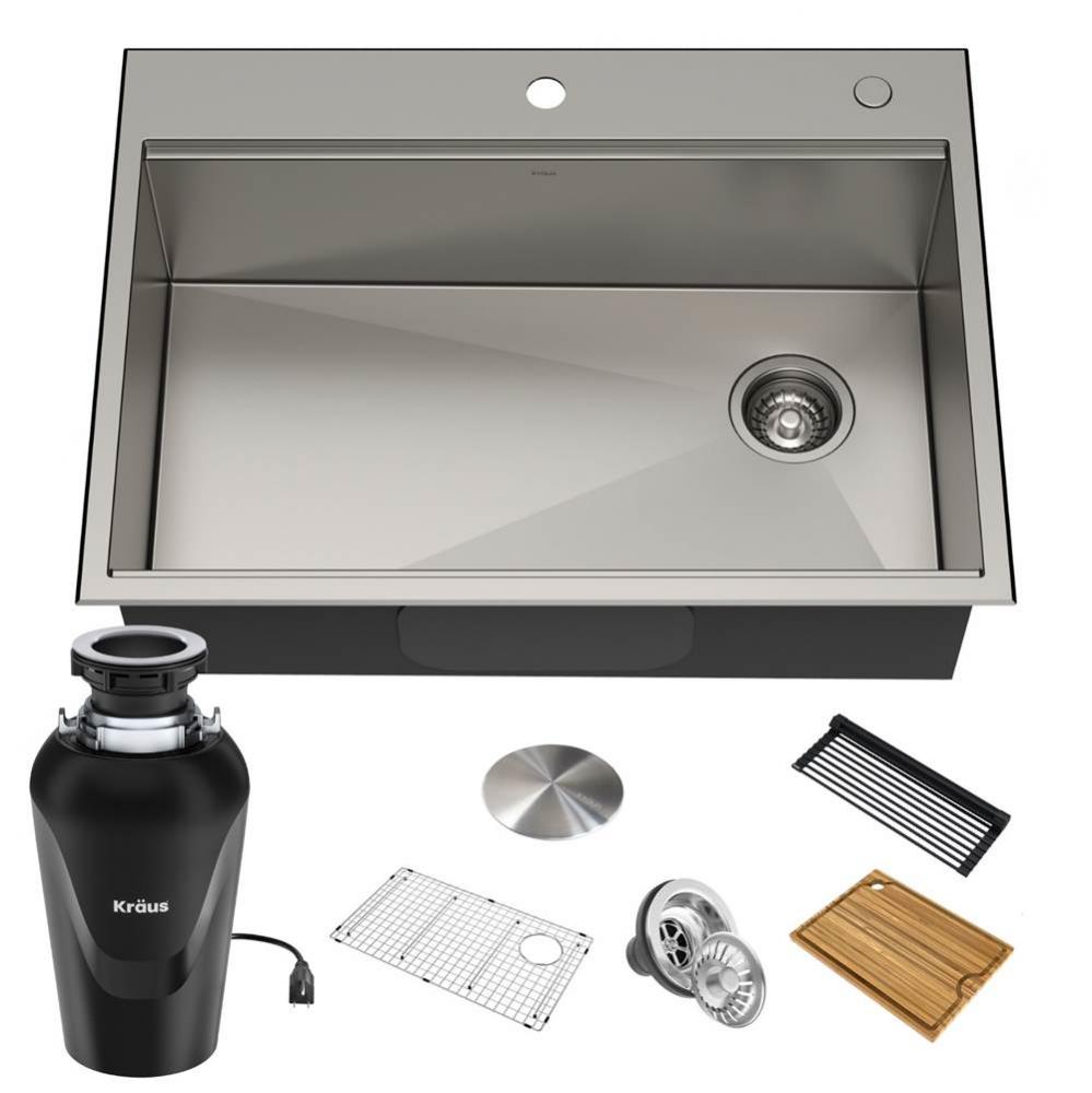 KRAUS Kore Workstation 30-inch Drop-In or Undermount 16 Gauge Single Bowl Stainless Steel Kitchen