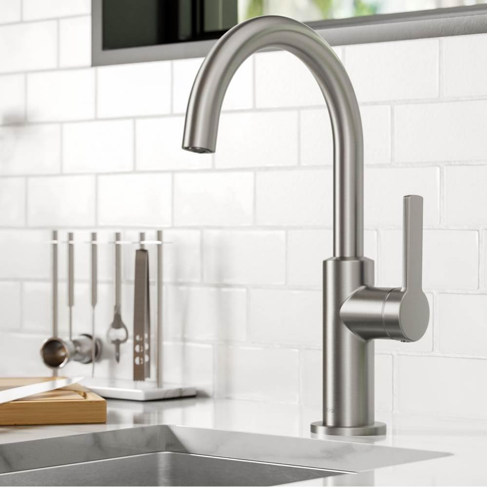 Oletto Single Handle Kitchen Bar Faucet in Spot Free Stainless Steel