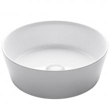 Kraus KCV-205GWH - Viva Round White Porcelain Ceramic Vessel Bathroom Sink, 15 3/4 in. D x 5 3/8 in. H