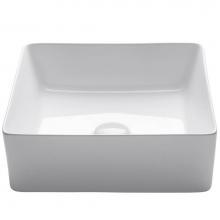Kraus KCV-202GWH - Viva Square White Porcelain Ceramic Vessel Bathroom Sink, 15 5/8 in. L x 15 5/8 in. W x 5 1/8 in.