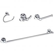 Kraus C-KEA-188CH - Elie 4-Piece Bath Hardware Set with 24-inch Towel Bar, Paper Holder, Towel Ring and Robe Hook in C