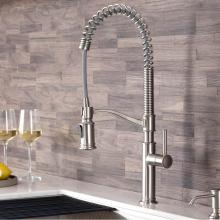 Kraus KPF-1683SFS-KSD-80SFS - Sellette Commercial Style Pull-Down Kitchen Faucet with Deck Plate and Soap Dispenser in Spot Free