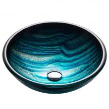 Kraus GV-399-19mm - Nature Series Round Blue Glass Vessel Bathroom Sink, 17 inch