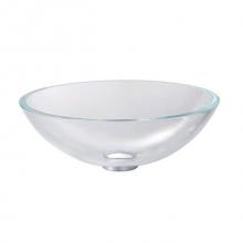 Kraus GV-100-SN - Glass Vessel Sink in Crystal Clear with Pop-Up Drain and Mounting Ring in Satin Nickel