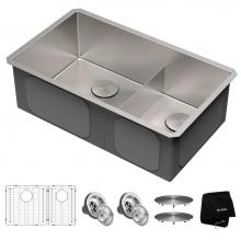 Kraus KHU103-32 - KRAUS Standart PRO 32-inch 16 Gauge Undermount 60/40 Double Bowl Stainless Steel Kitchen Sink