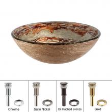 Kraus GV-651-ORB - KRAUS Ares Glass Vessel Sink in Brown and Gray with Pop-Up Drain and Mounting Ring in Oil Rubbed B