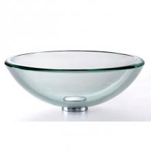 Kraus GV-101-19mm-CH - KRAUS 19 mm Thick Glass Vessel Sink in Clear with PU-MR in Chrome