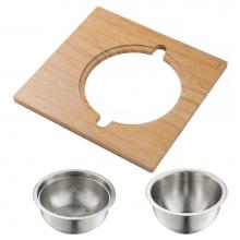 Kraus KAC-1005BB - Workstation Kitchen Sink Serving Board Set with Stainless Steel Mixing Bowl and Colander