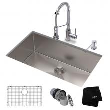 Kraus KHU100-30-1610-53CH - 30-inch 16 Gauge Standart PRO Kitchen Sink Combo Set with Bolden 18-inch Kitchen Faucet and Soap D