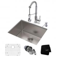 Kraus KHU101-23-1610-53CH - 23-inch 16 Gauge Standart PRO Kitchen Sink Combo Set with Bolden 18-inch Kitchen Faucet and Soap D